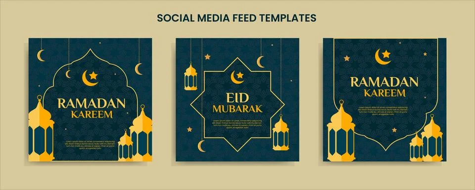 Islamic template background, green set square banner for ramadan kareem 스톡 일러스트