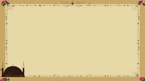 Islamic text template with decorative corner and border ratio, 16:9 Stock Illustration