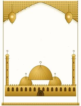 Islamic theme text template with decorative corners and border Stock Illustration