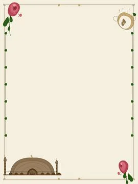 Islamic theme text template with decorative corners and border Stock Illustration