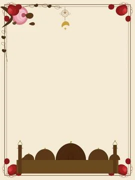 Islamic theme text template with decorative corners and border Stock Illustration