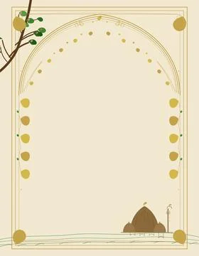 A islamic theme text template space for text with a mosque at bottom right Stock Illustration