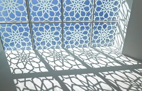 Islamic traditional patterns, window with sunlight Stock-Fotos