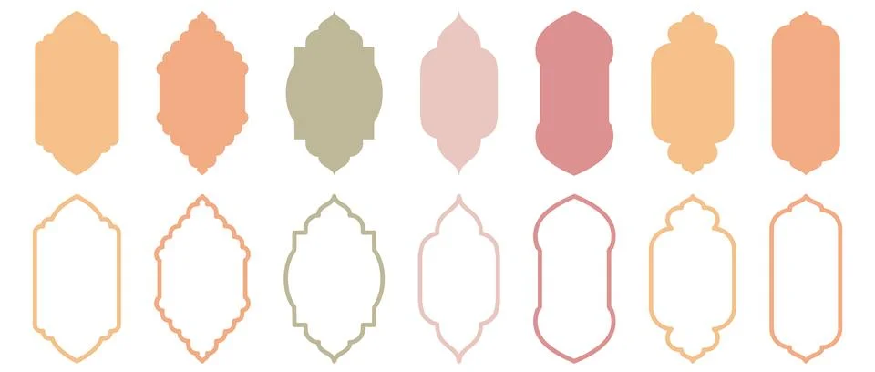 Islamic traditional windows shape compilation. Set of Mosque Muslim frames de イラスト素材