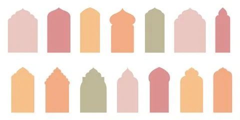 Islamic Vector Silhouette Shapes Window and Door Arches. Arab Frames Set with 스톡 일러스트