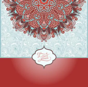 Islamic vintage floral pattern, template frame for greeting card Stock Illustration