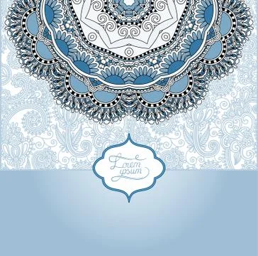 Islamic vintage floral pattern, template frame for greeting card Stock Illustration