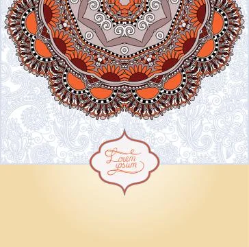 Islamic vintage floral pattern, template frame for greeting card Stock Illustration