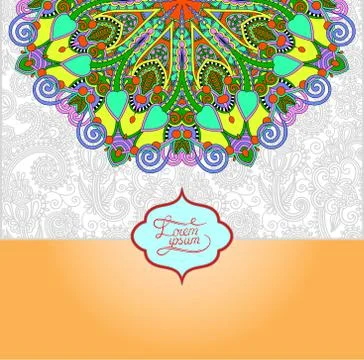Islamic vintage floral pattern, template frame for greeting card Stock Illustration