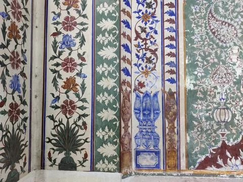 Islamic Wall Art with Arabic Script and Floral Ornamentation in Rawalpindi Mosqu Stock Photos