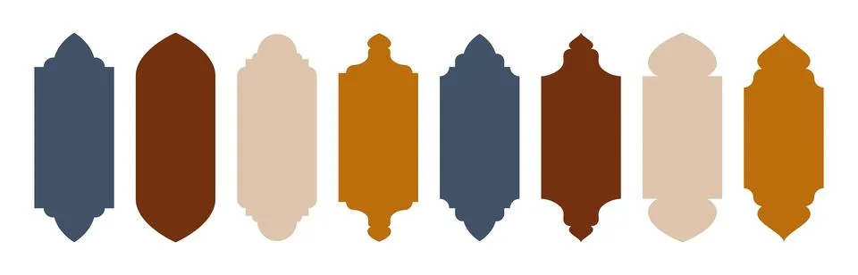 Islamic window frames set isolated on white イラスト素材