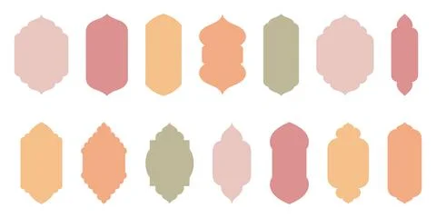Islamic window soft boho color, silhouette shape collection. Arabic, muslim.. Illustrazione stock