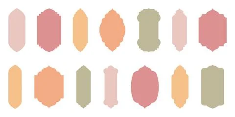 Islamic window soft boho color, silhouette shape collection. Arabic, muslim Stock Illustration