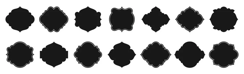 Islamic windows, muslim architecture frames and arches in different shapes Illustrazione stock
