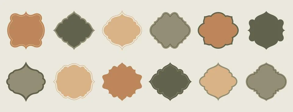 Islamic windows, muslim architecture frames and arches in different shapes Illustrazione stock