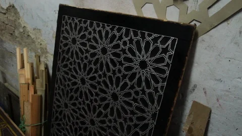 Islamic wooden patterns Stock Footage 123422024