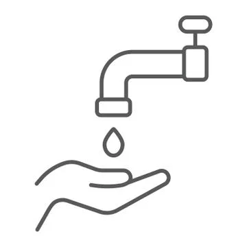 Islamic wudu thin line icon, arabic and prayer, hand wash sign, vector graphics Ilustración de archivo