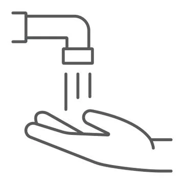 Islamic Wudu thin line icon, ramadan and islam, hand washing sign, vector Stock Illustration