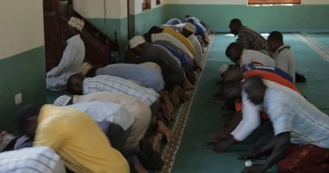 Islamic young people during a prayer in a little mosque in Mbale, Uganda Stock Footage 109494581