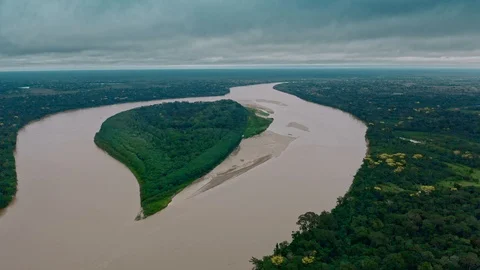 Island on the Amazon river in Peru 스톡 동영상 116396278