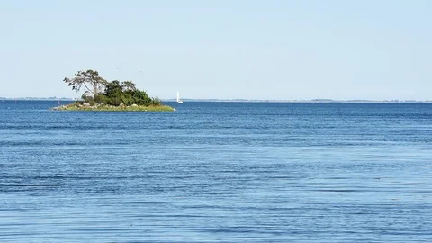 Island and sailboat Stock Footage 94367352