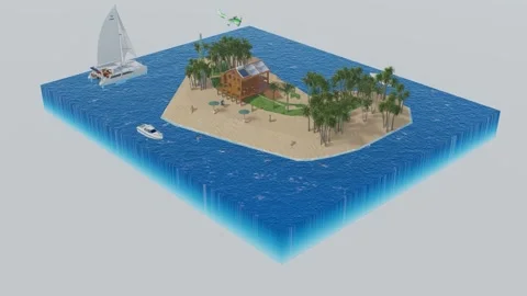 Island beach isometric Stock Footage 246899077