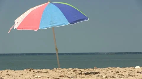 Island beach umbrella Stock Footage 12280908