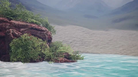 Island beach with a view of the mountains Stock Footage 231360711