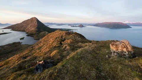 Island at a calm sunset Stock Footage 122945798