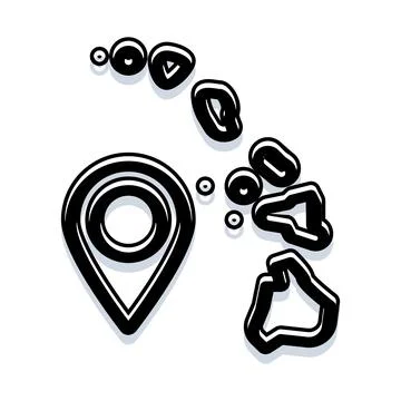 Island chain destination map location pin pointer Stock Illustration