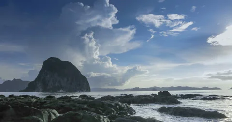 Island cloudscape Philippines time lapse 4k Stock Footage 35600510