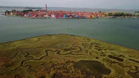 The island of colors. Burano and the Venice lagoon Stock Footage