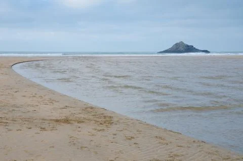 The Island, Crantock Beach Stock Photos