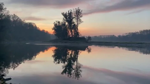 Island on the danube river Stock Footage 228361729