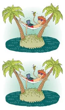 Island Differences Visual Game Stock Illustration