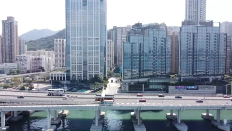 Island Eastern Corridor, highway bypass North Point, Hong Kong Island, Hong Kong Stock Footage 148378386