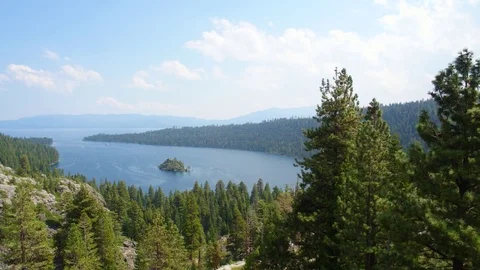 Island in Emerald Bay Lake Tahoe by Aeri... | Stock Video | Pond5
