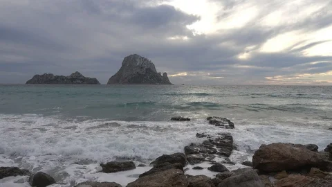 The island of es vedra at sunset Stock Footage 102468146