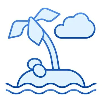 Island flat icon. Palm tree blue icons in trendy flat style. Tropical gradient Stock Illustration