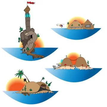 Island funny vector set Stock Illustration