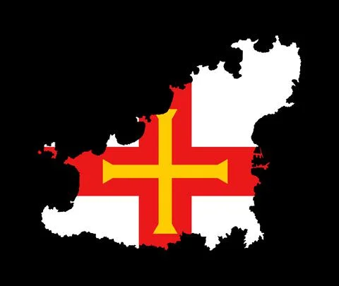 Island Guernsey map flag vector silhouette illustration isolated on black イラスト素材