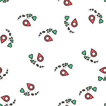 Island hawaii map location vector seamless pattern Illustrazione stock