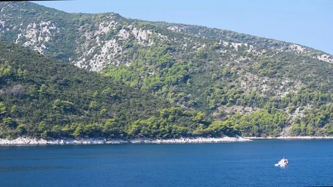 Island Hvar from a boat Stock Footage
