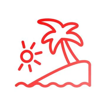 Island icon gradient red summer beach symbol illustration. Stock-Illustration