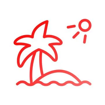 Island icon gradient red summer beach symbol illustration. Stock Illustration