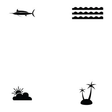 Island icon set Stock Illustration