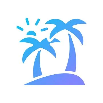 Island Icon solid gradient blue summer beach symbol illustration. 스톡 일러스트