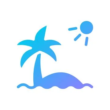 Island Icon solid gradient blue summer beach symbol illustration. 스톡 일러스트