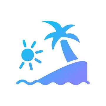 Island Icon solid gradient blue summer beach symbol illustration. Illustrazione stock