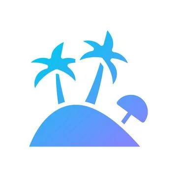 Island Icon solid gradient blue summer beach symbol illustration. Stock Illustration